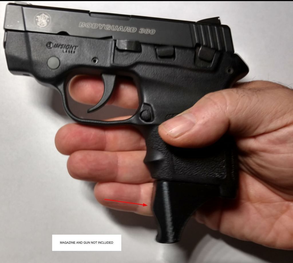 Grip Extension for Smith and Wesson Bodyguard 380 Factory Magazine (3D