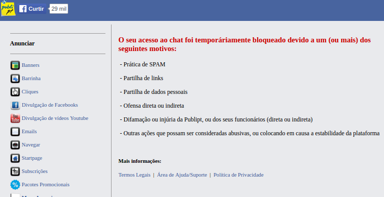 Acesso Negado ao Chat PubliPT Acesso Negado ao Chat PubliPT
